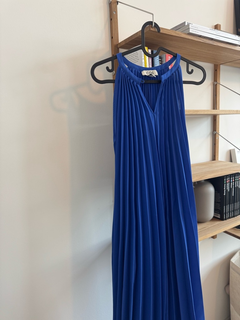 COS Royal Blue Pleated Halter Maxi Dress